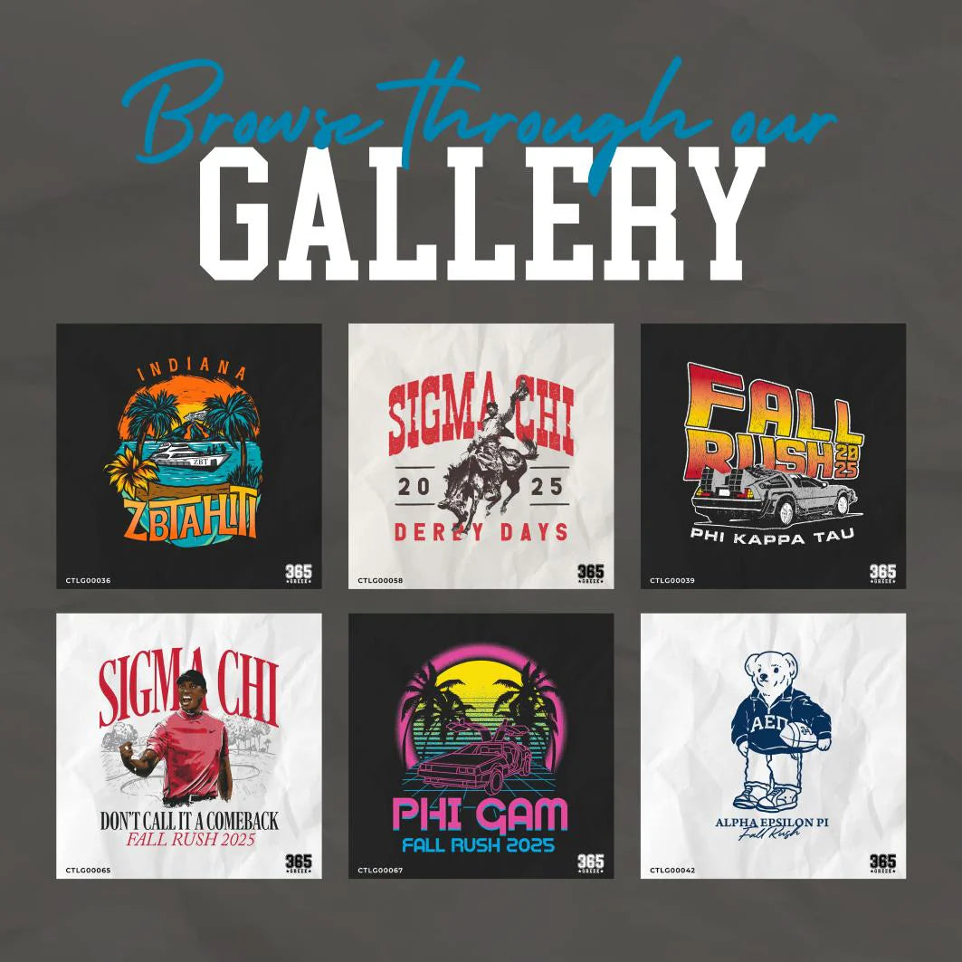 Collection of t-shirt designs with text and graphics on a dark background