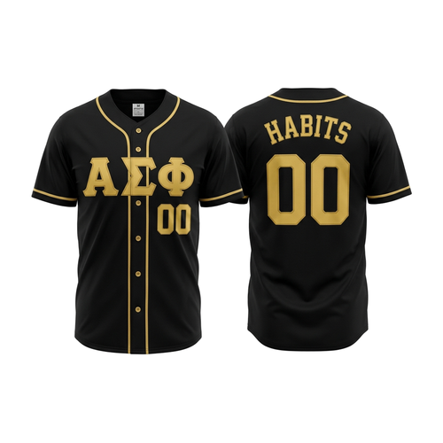 Alpha Sigma Phi - Black and Gold Baseball Jersey