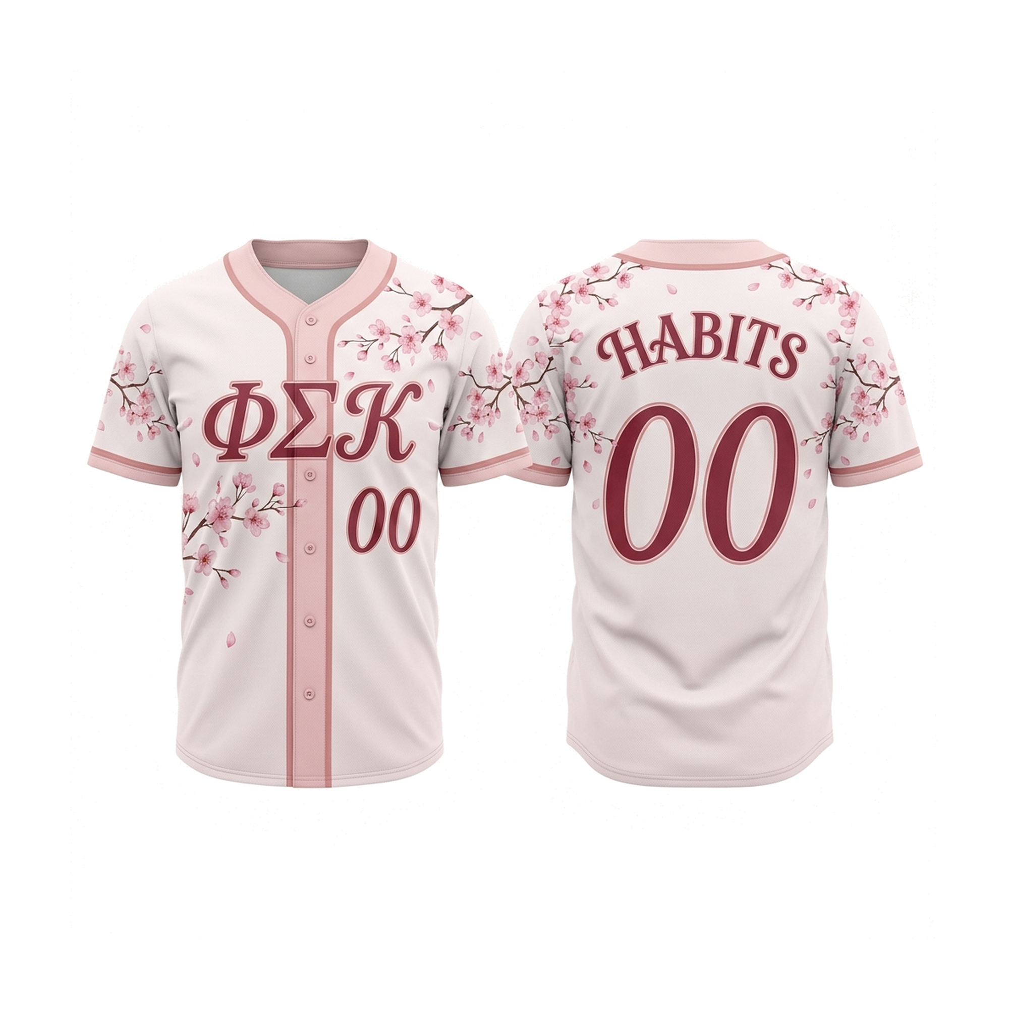 Phi Sigma Kappa cherry blossom baseball jersey