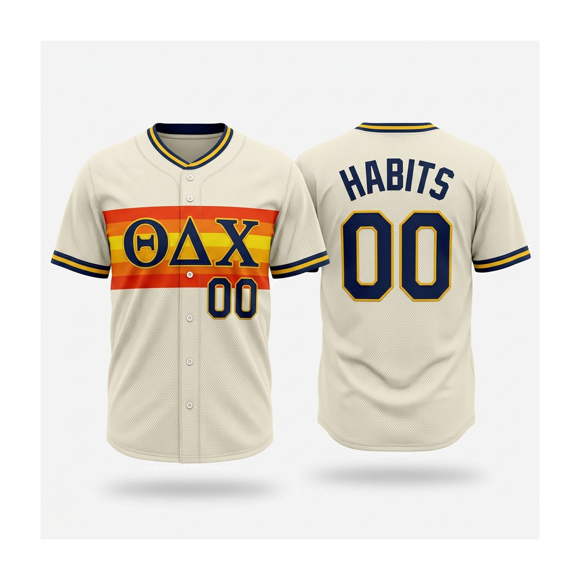 Theta Delta Chi retro rainbow baseball jersey