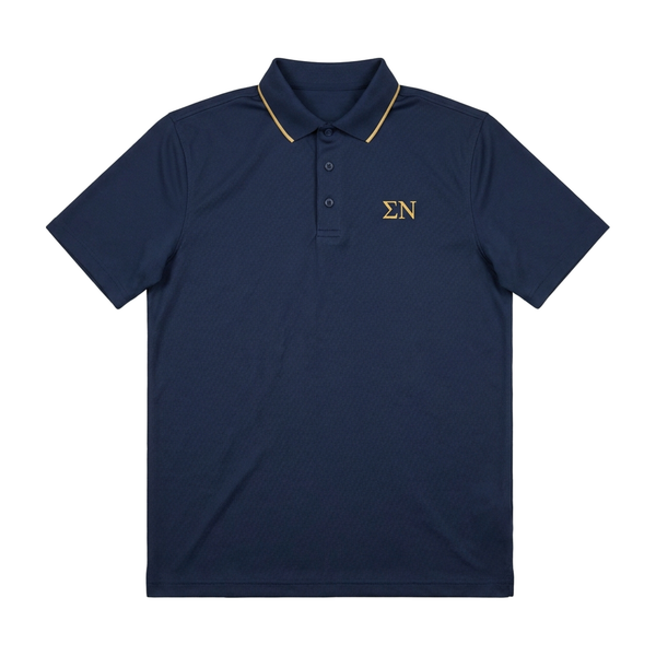 Sigma Nu - Navy Texture Gold Trim Polo